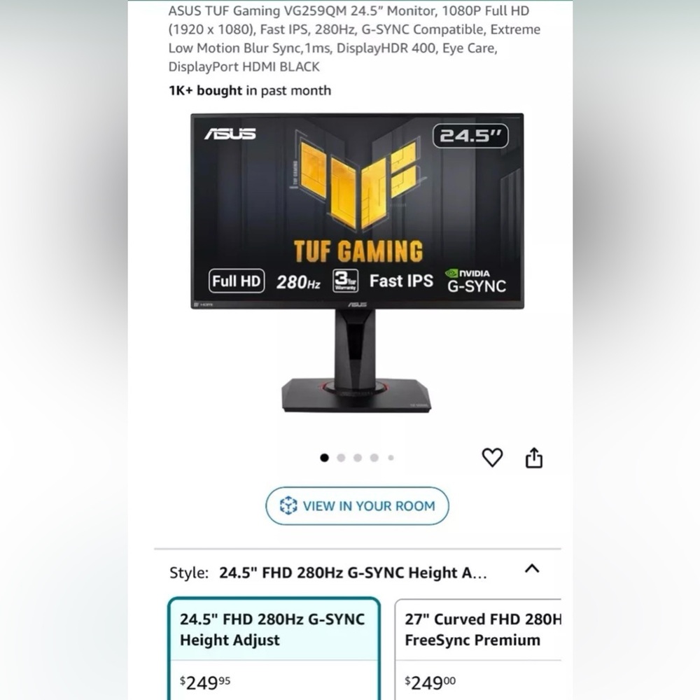 ASUS TUF Gaming Monitor 24.5" Black
